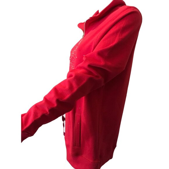 Christine Alexander MEDIUM RED SWAROVSKI Cotton Sweatshirt Pockets SPORT GYM DAN - Picture 4 of 8
